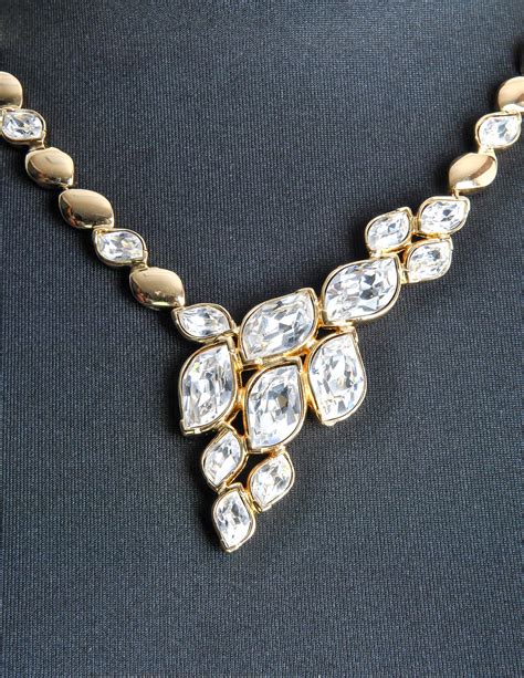 christian dior necklace gold|christian dior rhinestone necklaces.